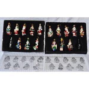 2002 Thomas Pacconi Classics Blown Glass Christmas Ornaments Set of 16 Santas